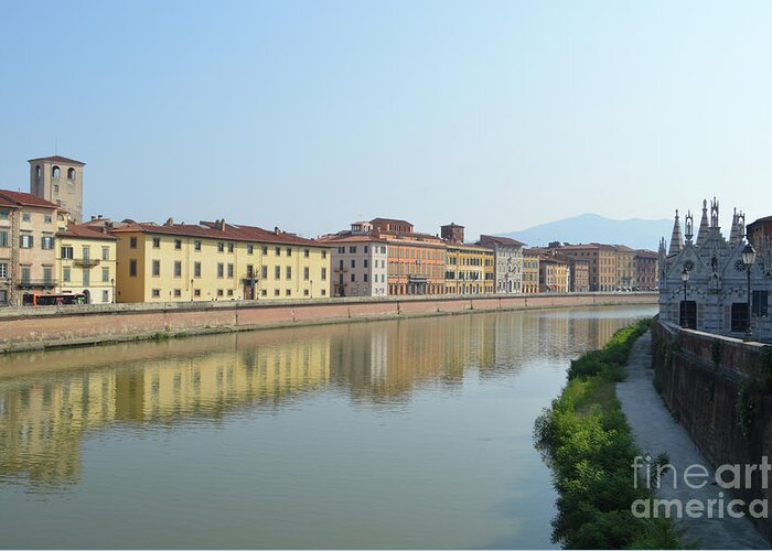 Pisa Greeting Card featuring the photograph Pisa Province River Arno by Aicy Karbstein