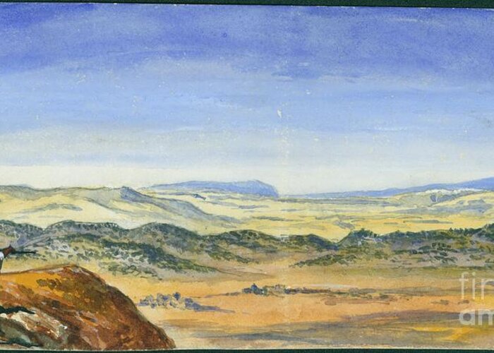 Middle East Greeting Card featuring the painting Plain Of Esdraelon & Carmel, View From Ras El'akrah, 1872 by Claude Conder
