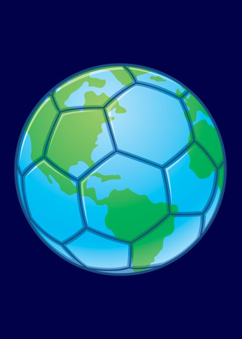 Vector Greeting Card featuring the digital art Planet Earth World Cup Soccer Ball by John Schwegel