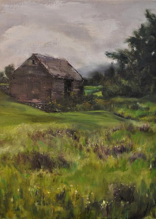 Landscape Greeting Card featuring the painting Poestenkill Barn by Lindsay Frost