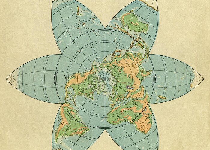 Globe Greeting Card featuring the photograph Polar View Map by Belterz