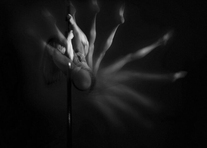 Strobe Greeting Card featuring the photograph Pole Dancer by Xavier Garci