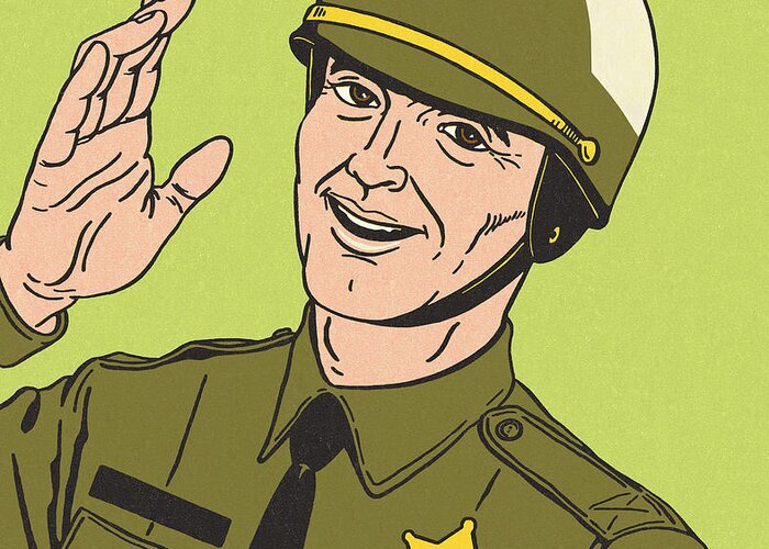 Adult Greeting Card featuring the drawing Police Officer by CSA Images