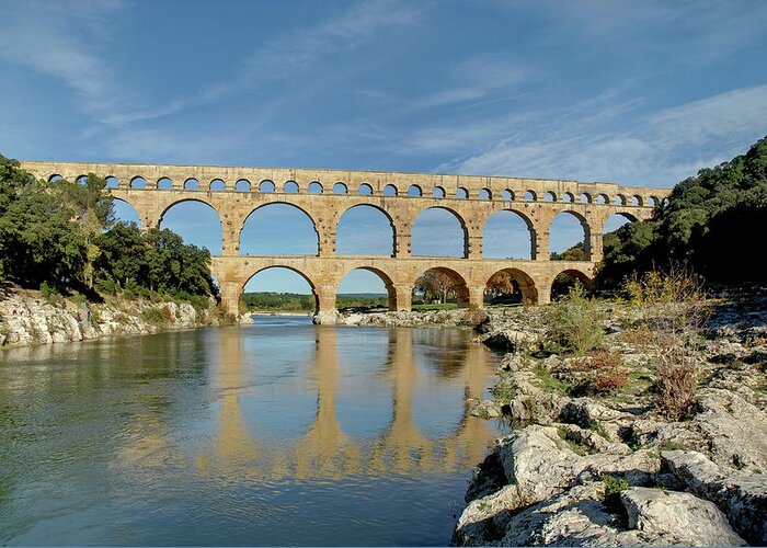 Arch Greeting Card featuring the photograph Pont Du Gard, France by David Min