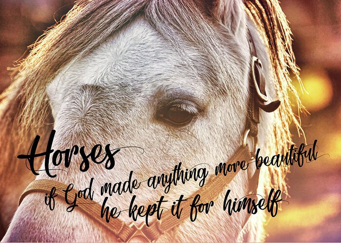 Anything Greeting Card featuring the photograph PONY AT SUNSET quote by Dressage Design