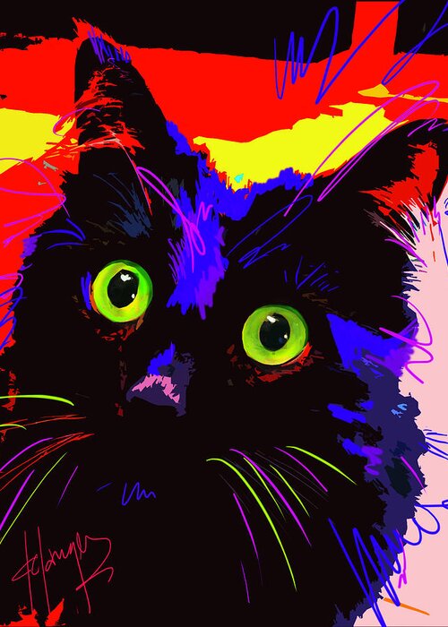 Lenny Greeting Card featuring the digital art POP CAT Lenny by DC Langer