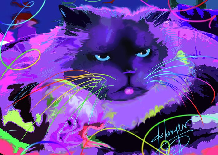 Sasha Greeting Card featuring the painting pOpCat Sasha by DC Langer