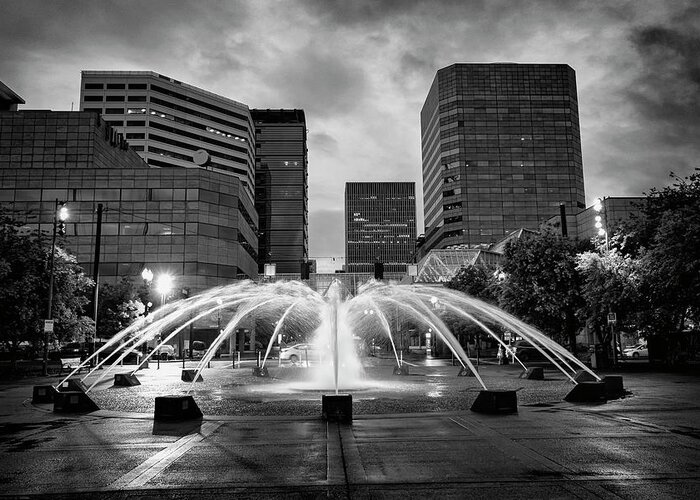 Buildings Greeting Card featuring the photograph Portland Fountains by Steven Clark