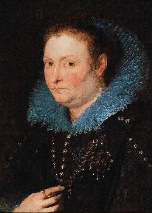 Portrait Greeting Card featuring the painting Portrait Of A Lady, Half-length, Said To Be A Genoese by Anthony Van Dyck