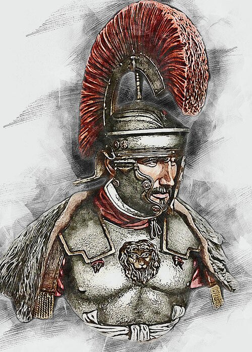 Roman Legion Greeting Card featuring the painting Portrait of a Roman Legionary - 49 by AM FineArtPrints
