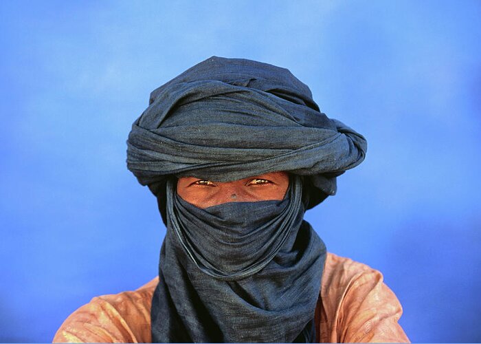 Headwear Greeting Card featuring the photograph Portrait Of Man Of The Tuareg Tribe by Frans Lemmens