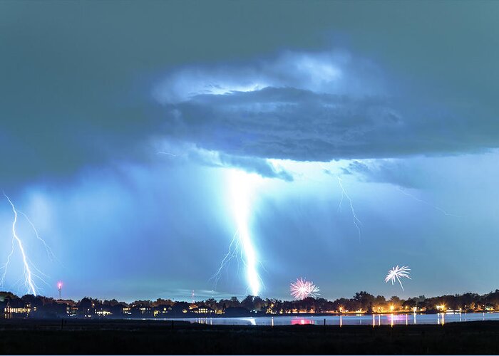 Power Greeting Card featuring the photograph Power Bolt from Heaven by James BO Insogna