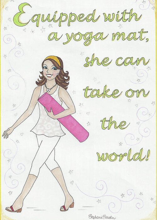 Yoga Greeting Card featuring the mixed media Power of Yoga Mat by Stephanie Hessler