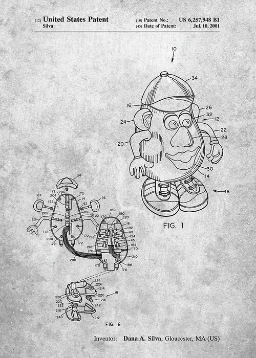 Pp123- Mr. Potato Head Patent Poster Greeting Card featuring the digital art Pp123- Mr. Potato Head Patent Poster by Cole Borders