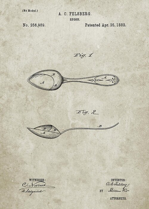 Pp236-sandstone Training Spoon Patent Poster Greeting Card featuring the digital art Pp236-sandstone Training Spoon Patent Poster by Cole Borders
