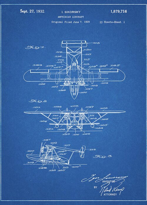 Pp29-blueprint Biwing Seaplane Patent Print Greeting Card featuring the digital art Pp29-blueprint Biwing Seaplane Patent Print by Cole Borders