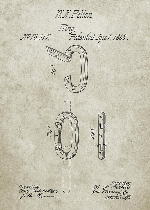 Pp402-sandstone Carabiner Ring 1868 Patent Poster
 Greeting Card featuring the digital art Pp402-sandstone Carabiner Ring 1868 Patent Poster by Cole Borders