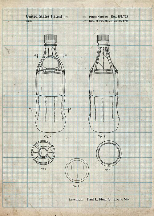 Pp432-antique Grid Parchment Coke Bottle Display Cooler Patent Poster
 Greeting Card featuring the digital art Pp432-antique Grid Parchment Coke Bottle Display Cooler Patent Poster by Cole Borders