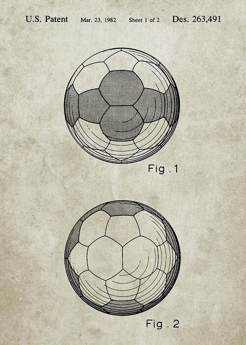 Pp62-sandstone Leather Soccer Ball Patent Poster Greeting Card featuring the photograph Pp62-sandstone Leather Soccer Ball Patent Poster by Cole Borders