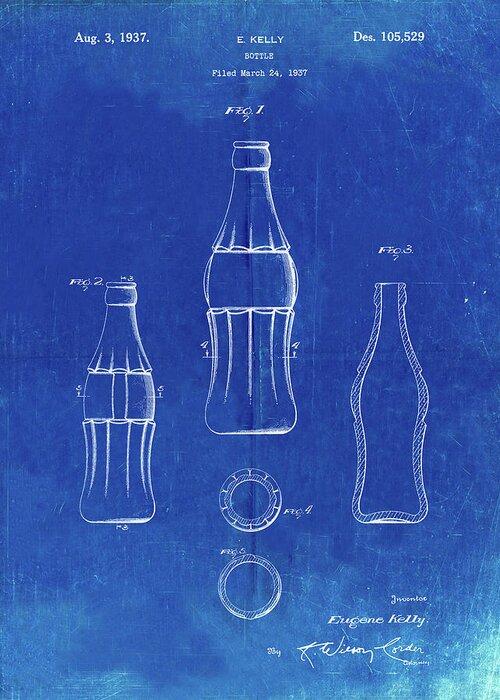 Pp626-faded Blueprint D-patent Coke Bottle Patent Poster Greeting Card featuring the digital art Pp626-faded Blueprint D-patent Coke Bottle Patent Poster by Cole Borders