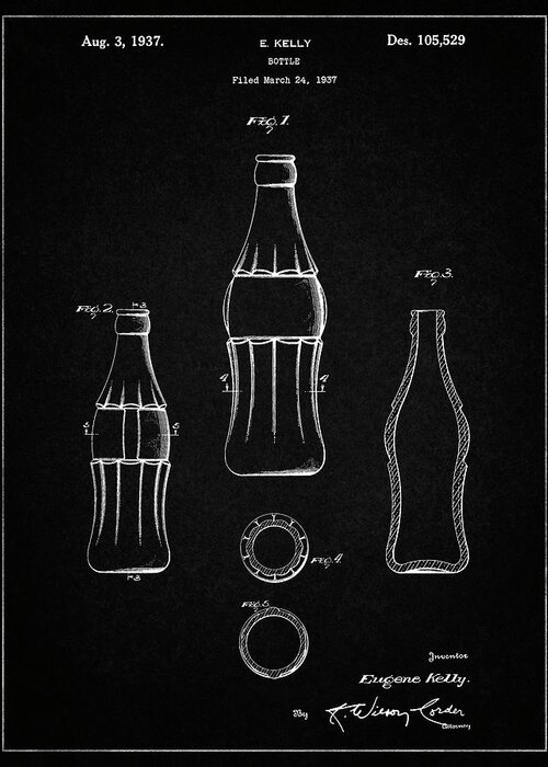 Pp626-vintage Black D-patent Coke Bottle Patent Poster Greeting Card featuring the digital art Pp626-vintage Black D-patent Coke Bottle Patent Poster by Cole Borders
