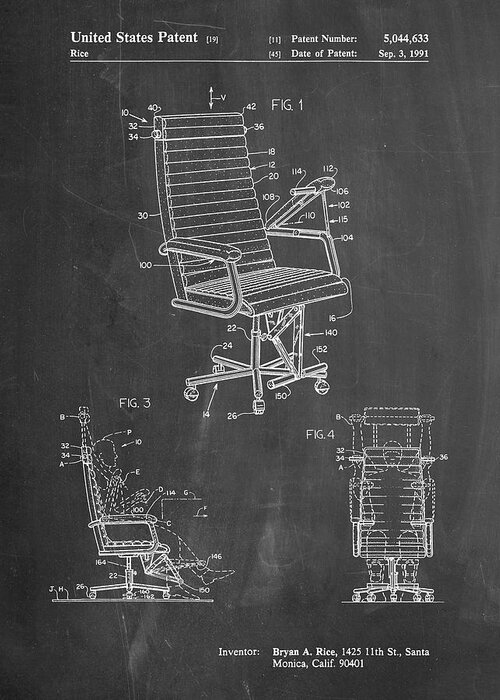 Pp648-chalkboard Exercising Office Chair Patent Poster Greeting Card featuring the digital art Pp648-chalkboard Exercising Office Chair Patent Poster by Cole Borders