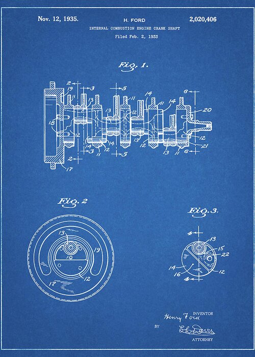 Pp771-blueprint Combustion Engine Crank Shaft 1933 Poster Greeting Card featuring the digital art Pp771-blueprint Combustion Engine Crank Shaft 1933 Poster by Cole Borders