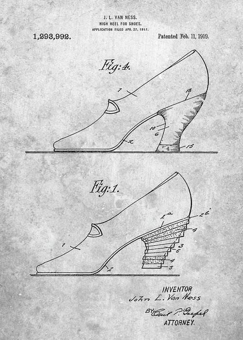 Pp879-slate High Heel Shoes 1919 Patent Poster Greeting Card featuring the digital art Pp879-slate High Heel Shoes 1919 Patent Poster by Cole Borders
