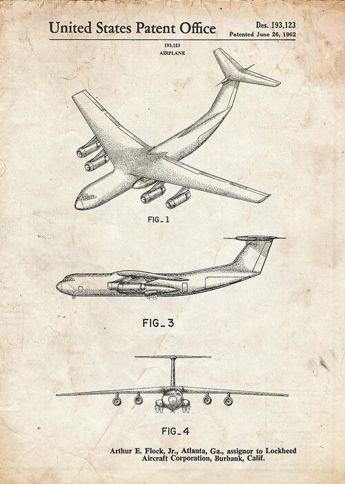 Pp944-vintage Parchment Lockheed C-130 Hercules Airplane Patent Poster Greeting Card featuring the digital art Pp944-vintage Parchment Lockheed C-130 Hercules Airplane Patent Poster by Cole Borders