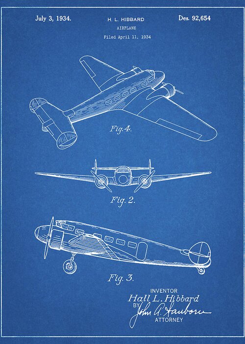 Pp945-blueprint Lockheed Electra Airplane Patent Poster Greeting Card featuring the digital art Pp945-blueprint Lockheed Electra Airplane Patent Poster by Cole Borders
