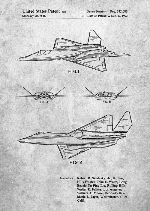 Pp972-slate Northrop F-23 Fighter Stealth Plane Patent Greeting Card featuring the digital art Pp972-slate Northrop F-23 Fighter Stealth Plane Patent by Cole Borders