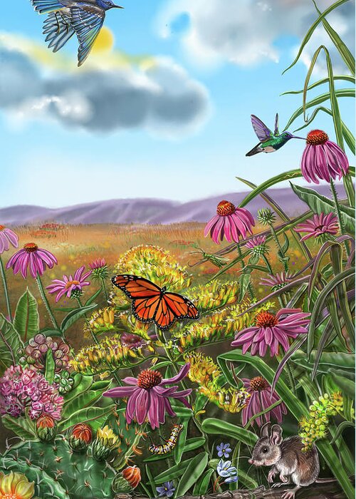 Prairie Spread 10 And 11 Greeting Card featuring the painting Prairie Spread 10 And 11 by Cathy Morrison Illustrates