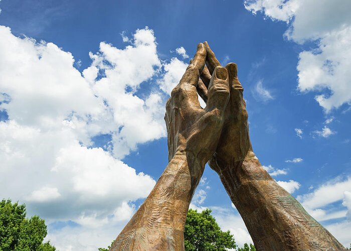Tulsa Greeting Card featuring the photograph Praying Hands with Clouds - Tulsa Oklahoma by Gregory Ballos