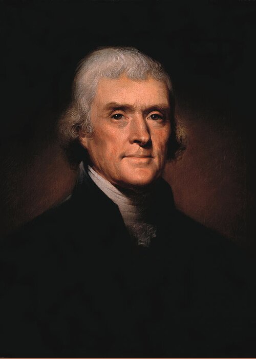 Thomas Jefferson Greeting Card featuring the painting President Thomas Jefferson by War Is Hell Store
