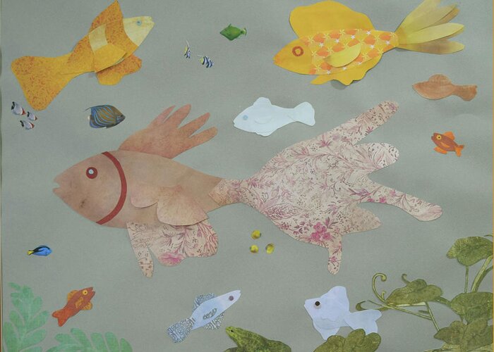 Fish Greeting Card featuring the mixed media Pretty in Pink by Charla Van Vlack