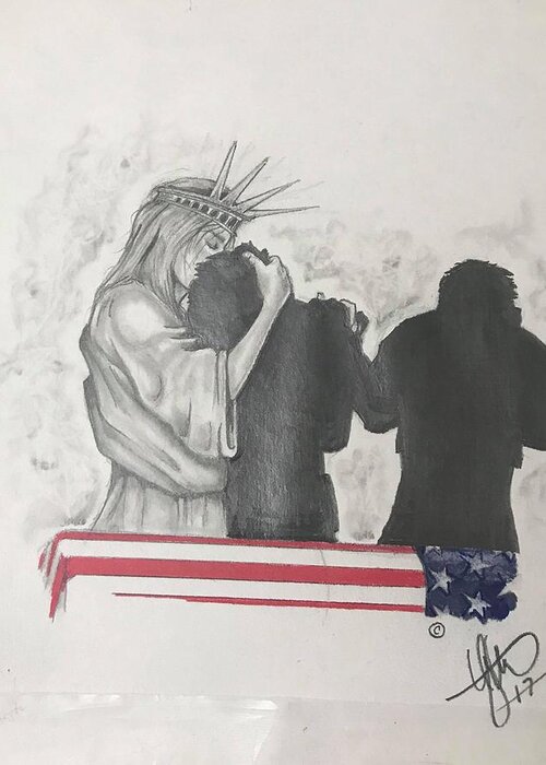Liberty Greeting Card featuring the drawing Price of Liberty by Howard King