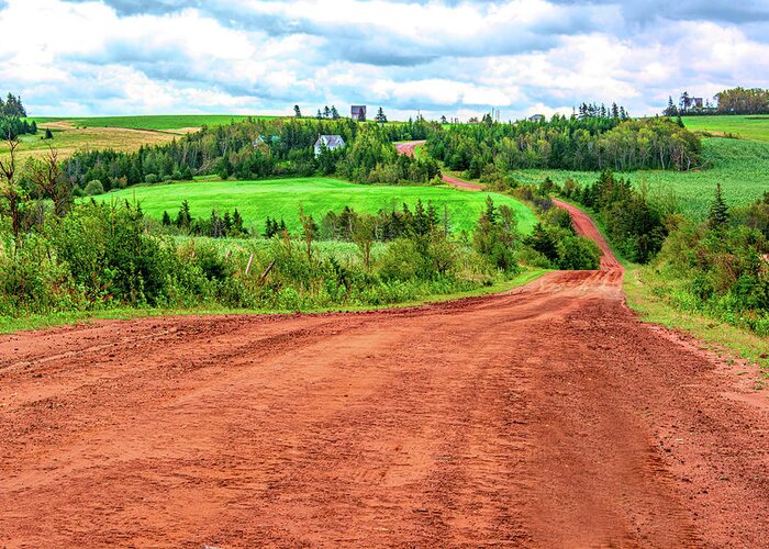 Prince Edward Island Greeting Card featuring the photograph Prince Edward Island Red Dirt Road by Douglas Wielfaert