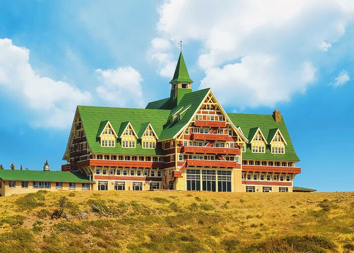 Alberta Canada Greeting Card featuring the photograph Prince of Wales Hotel is Elegant Grand and Haunted by Ola Allen