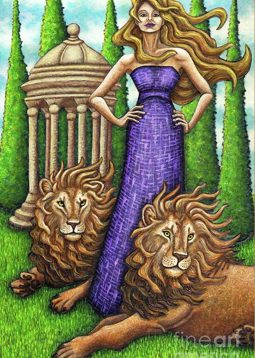 Cat Lady Greeting Card featuring the painting Proud Lions by Amy E Fraser