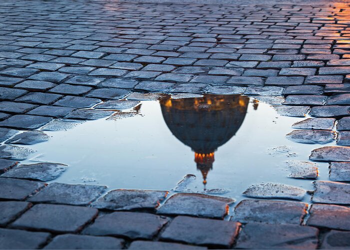 Old Town Greeting Card featuring the photograph Puddle On Saint Peters Square by Spooh