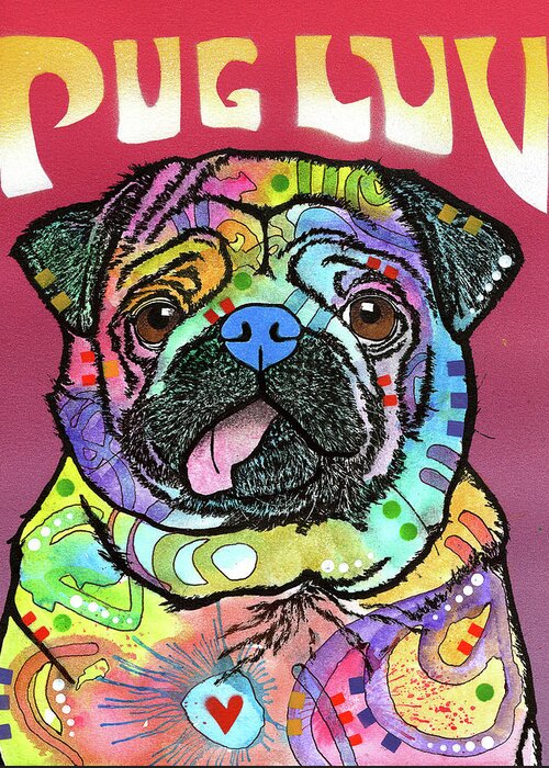Love Greeting Card featuring the mixed media Pug Luv by Dean Russo