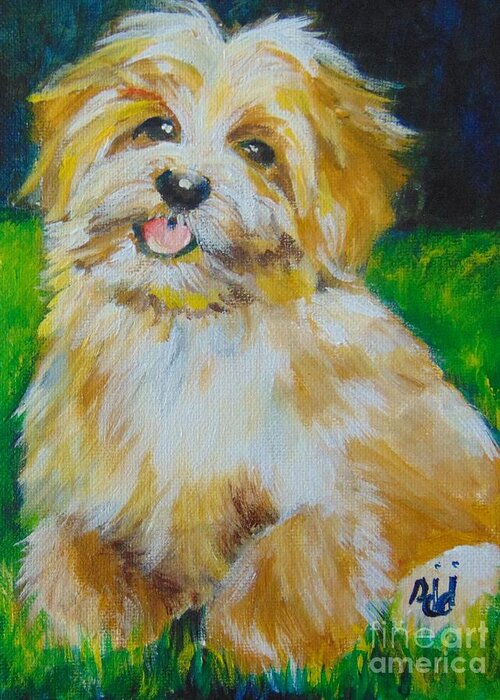 Terrier Greeting Card featuring the painting Puppy by Saundra Johnson