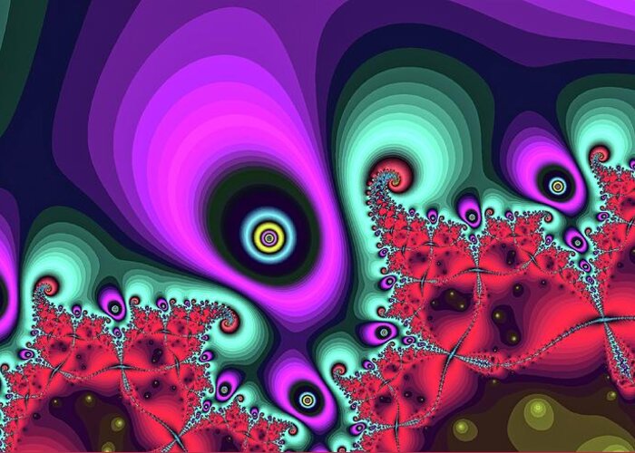 Fractal Greeting Card featuring the digital art Purple Magic Glow by Don Northup