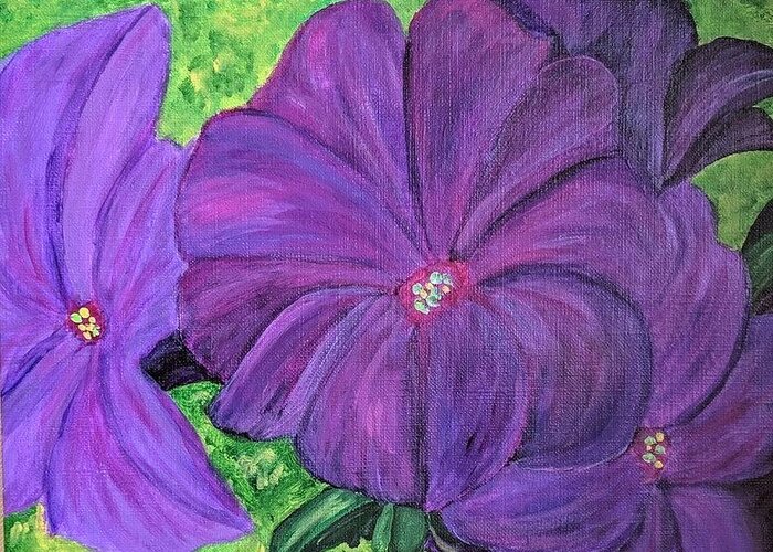 Purple Greeting Card featuring the painting Purple Passioon by Gail Friedman