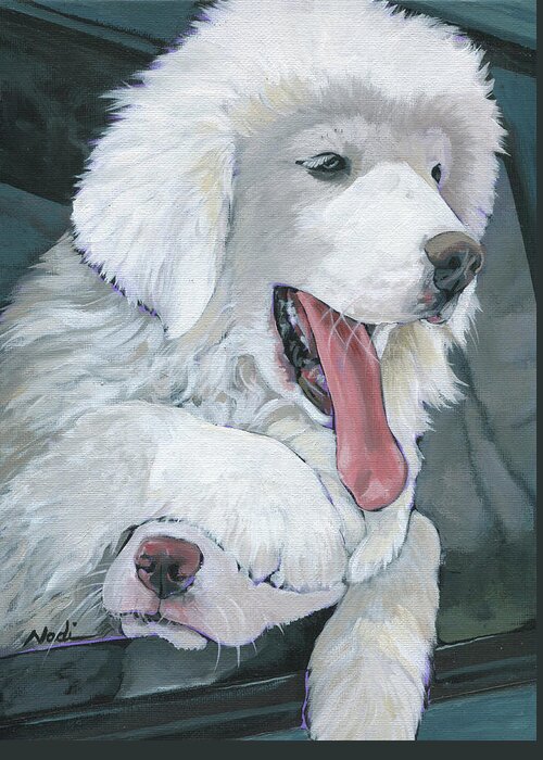 Great Pyrenees Greeting Card featuring the painting Pyr Puppies by Nadi Spencer