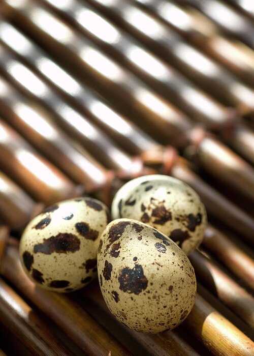 Bamboo Greeting Card featuring the photograph Quail Eggs by Nick Young