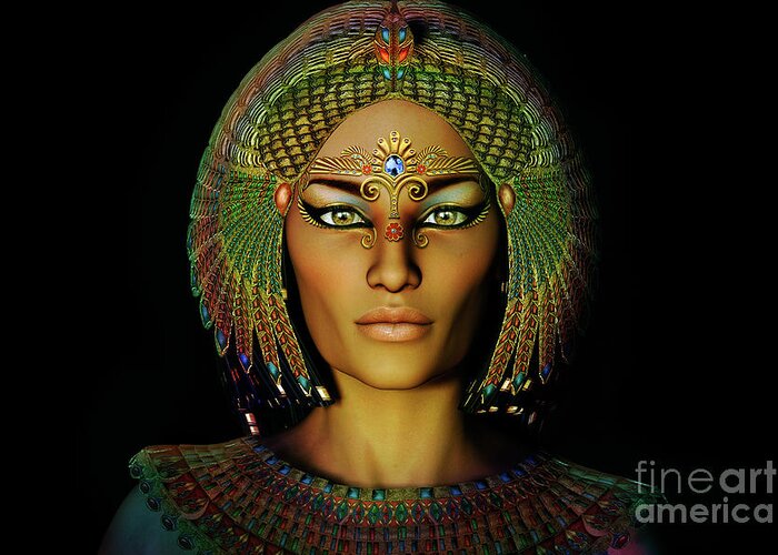 Queen Greeting Card featuring the digital art Queen Of The Nile by Shadowlea Is