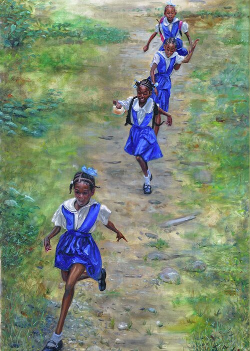 Caribbean Art Greeting Card featuring the painting Racing Home by Jonathan Gladding