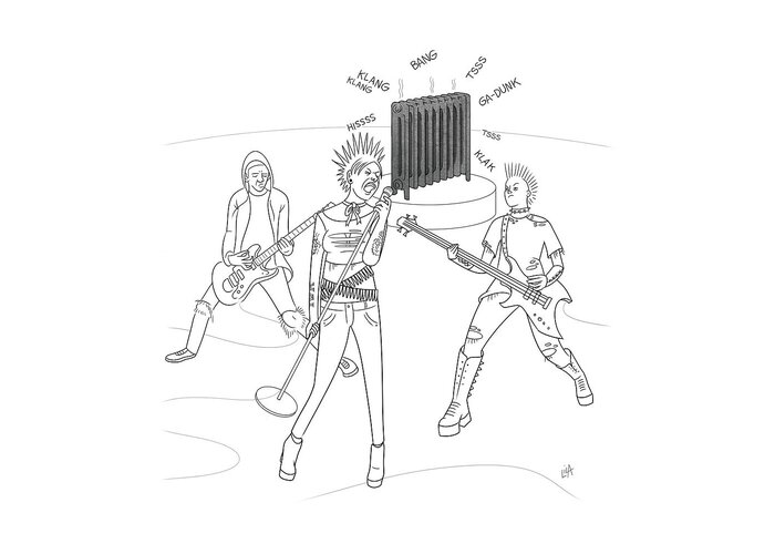 Captionless Greeting Card featuring the drawing Radiator Band by Lila Ash