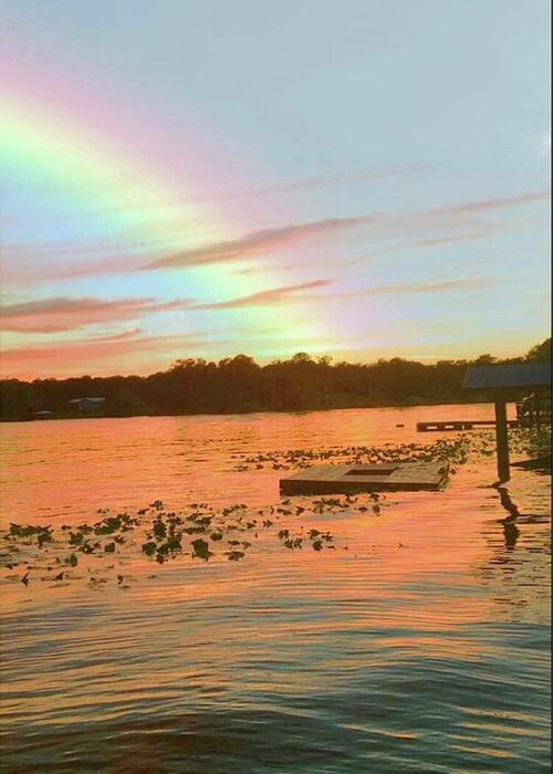 Lake Sunset Beach Water Raindow Sunrise Greeting Card featuring the photograph Rainbow Vally by Malcolm Clark
